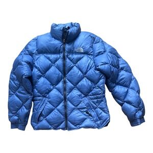 The North Face Womens Blue Diamond Quilted Goose Down Puffer Jacket Medium M